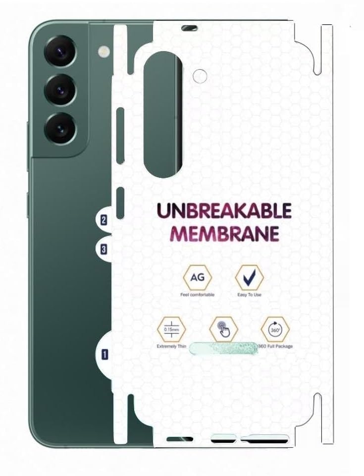 Image of MACLEN Matte Finish Full Body Cover Back Protector Compatible with Samsung Galaxy S22 5G | Unbreakable Membrane Scratch Guard Full Fit Protective, Case Friendly, (Back & Side) (Pack of 1)