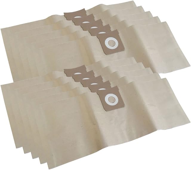 MohMus 10 Vacuum Cleaner Dust Bags For Shop Vac Classic 20, Delta ES, Euromac V 10, Extra 200, Hobby 11, 22, 24, Industrial 30, 3000, 3100