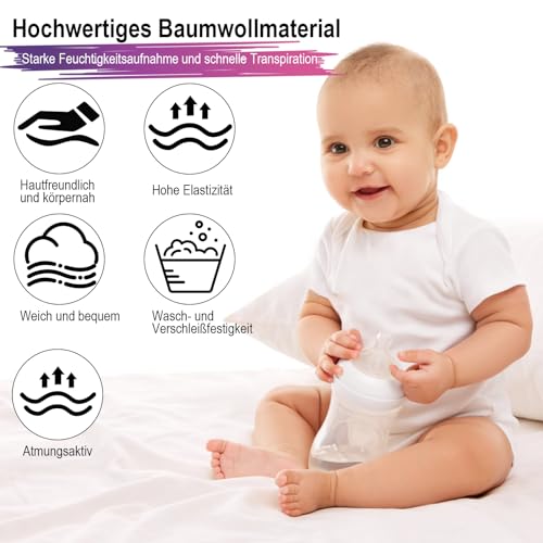 Tigvio 8-Pack Baby Shower Bibs with Short-Sleeved Bodysuits (38x21 cm) Textiles for Painting Activities, Pack of 8, white - Image 4