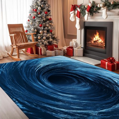 Tapis de sol ondulations de l'eau lavable pour chambre cosy