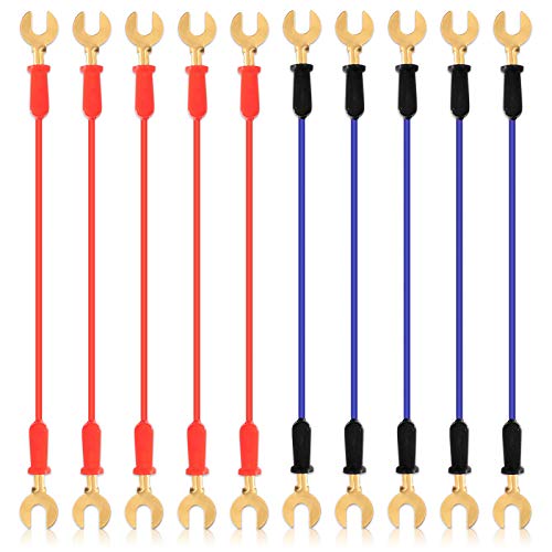 Swpeet - Swpeet 10Pcs Red + Blue Interconnect Circuit Wire Kit, Perfect for Physics Laboratory Electricity Connection,Demos Teaching Basic Principles of Electricity and Simple Circuit Wire Works