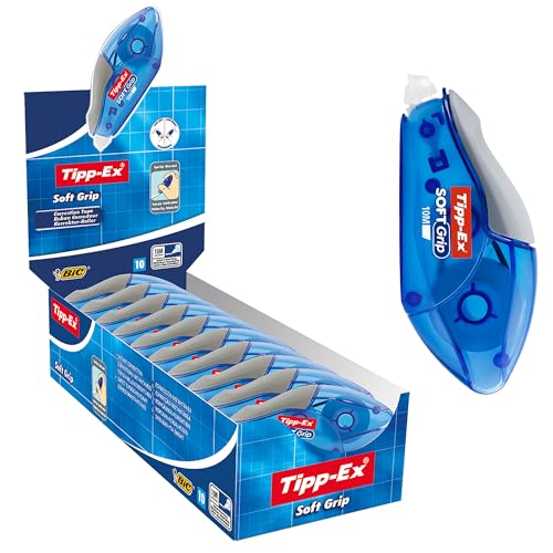 Tipp-Ex Soft Grip correcteur ruban anti-blocage pour réécrire instantanément sans tache d'encre