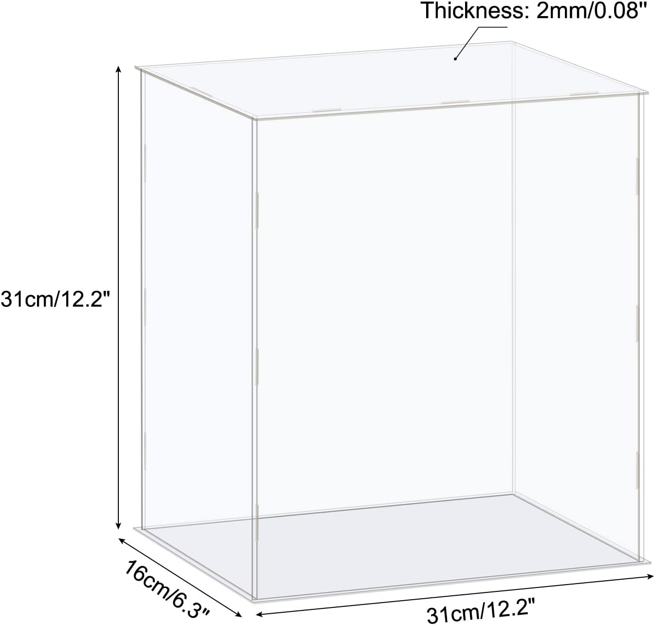 MECCANIXITY Acrylic Display Case Box Clear Dustproof Protection Showcase 12.2x6.3x12.2 Inch for Collectibles Display