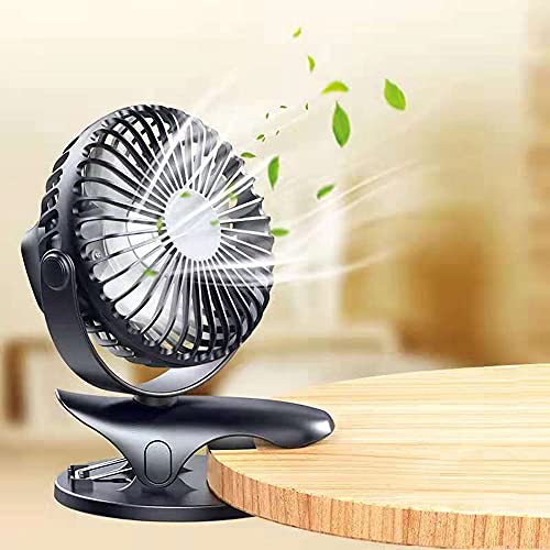 Image of WINOW Skypacer Clip On Fan Stroller Fan,Battery Operated Portable Rechargeable Mini USB Fan,3 Speed Small Desk Fan with Strong Clamp,360°Rotation for Office,Bedroom,Travel,Baby Stroller (Black)