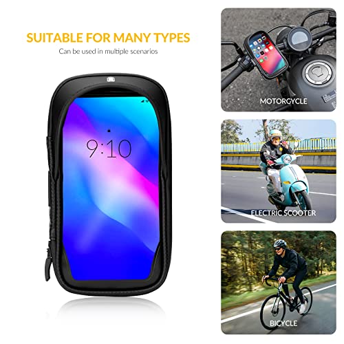 ROCKBROS Uchwyt na telefon komórkowy, torba rowerowa, wodoszczelna torba na kierownicę, obracana o 360°, do smartfonów o przekątnej ekranu 6,7", uchwyt na telefon komórkowy