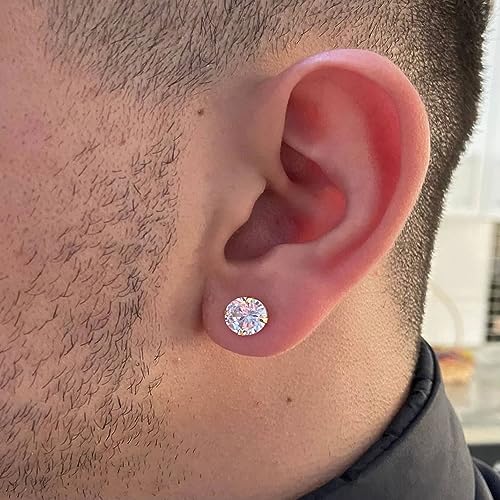 Brinco Ponto de Luz Masculino Zircônia 8 Mm Grande Banhado A Ouro