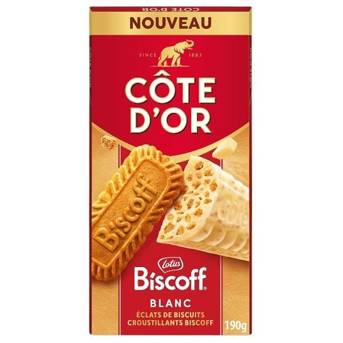 CÔTE D'OR Biscoff Tablette de chocolat blanc et spéculoos 190 g