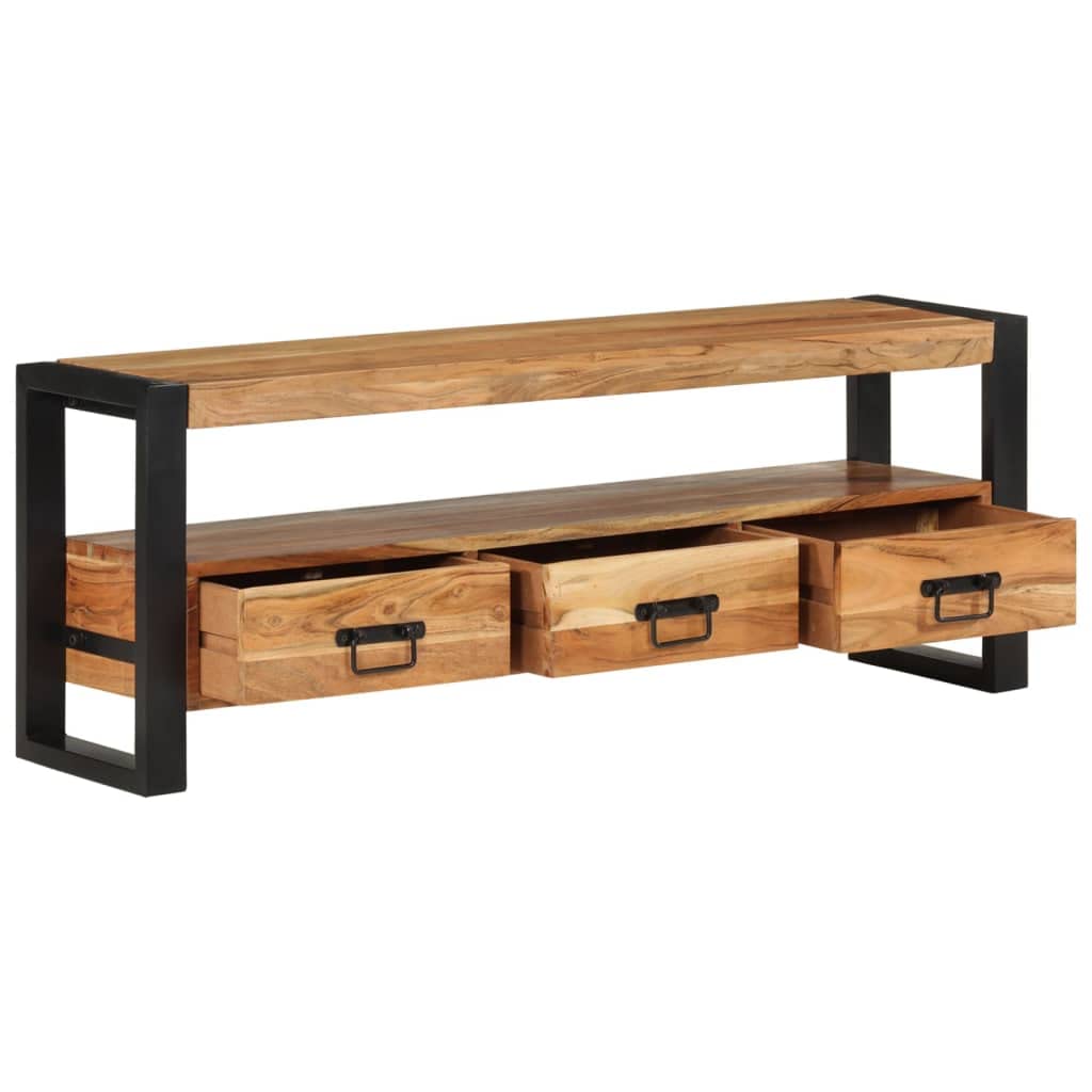 TV-Schrank 120x30x45 cm Massivholz Akazie Fernsehschrank Tv Board Lowboard