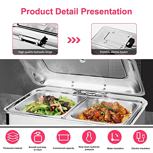 Foto von 9L Elektrischer Buffetwärmer, Chafing Dish Buffet mit Heizplatte, Elektrischer Buffetwärmer für Buffet-Speisenwärmer, Buffetserver(Size:one grid)