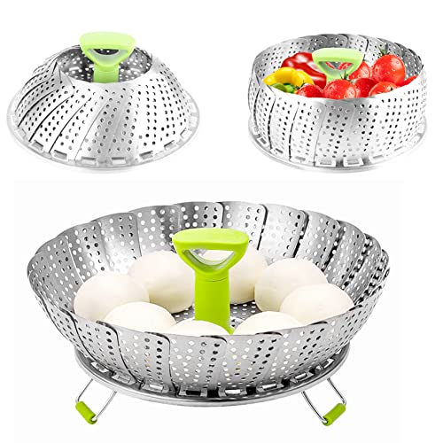Opiniones de Vaporeras los 5 mejores. 43 Vaporera para alimentos de acero inoxidable, cesta expandible para vaporera, Vaporera plegable para Verduras de Acero Inoxidable.