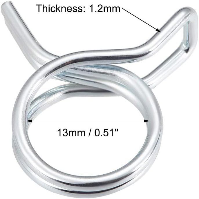 uxcell Double Wire Spring Hose Clamp 13mm Inner Dia Fit 13.5-14.5mm OD Hose Fuel Line Silicone Tube Spring Clips Zinc Plated 10Pcs - Image 4