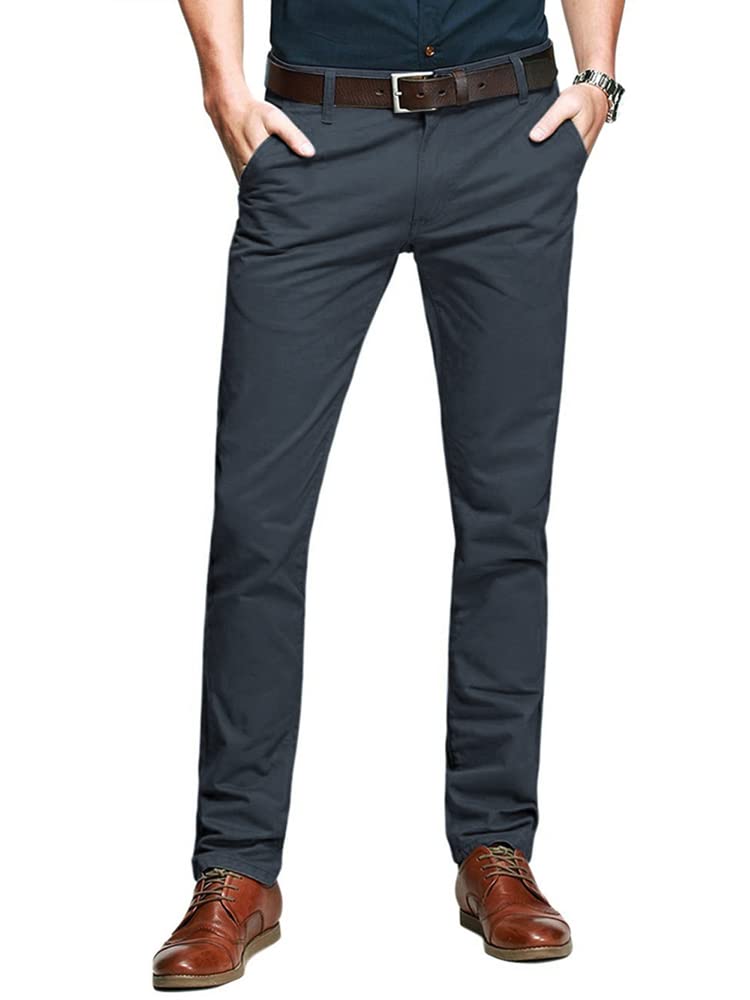 AeslechMens Tapered Stretch Chinos Casual Smart Trousers Formal Regular Fit