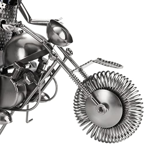 Foto von BRUBAKER Flaschenhalter Motorradfahrer Metall Skulptur Geschenk mit Geschenkkarte