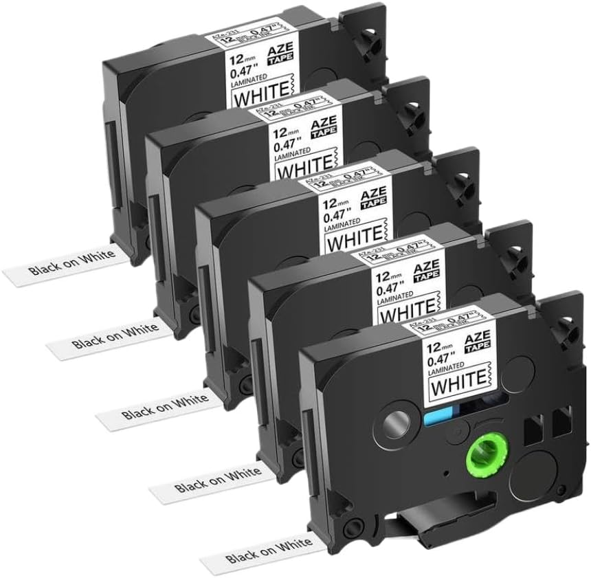5 パック 12 ミリメートル黒地に白のリボンテープ交換用 TZ 231 TZE 231 211 221 241 ラベルマシンと互換