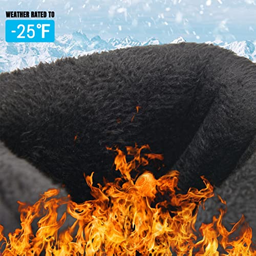 Rewvxmy Men's Snow Boots Winter Waterproof Outdoor Warm Mid Calf Boot Non-Slip Rubber Outsole Outdoor Climbing Shoes (Black White 9.5) #TOP4