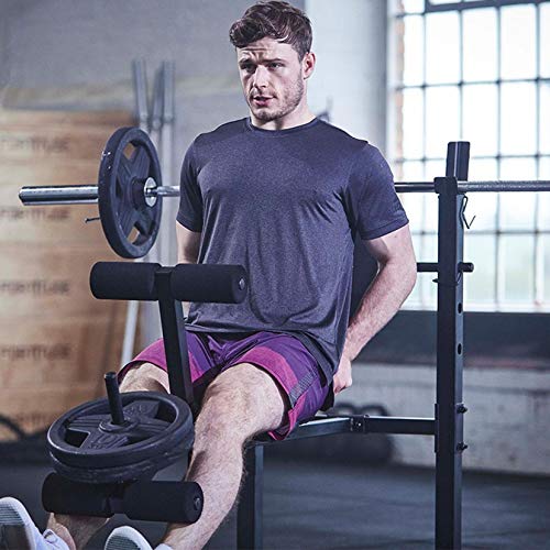 Adjustable Olympic Weight Bench Power Tower Workout Dip Station with Preacher Curl Leg Trainer Multi-Functional Weight Bench Set for Indoor Gym Home Fitness Exercise (US Stock)