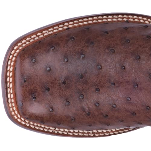 Dan Post Mens Alamosa Embroidered Ostrich Square Toe Pull On Dress Boots Mid Calf - Brown4