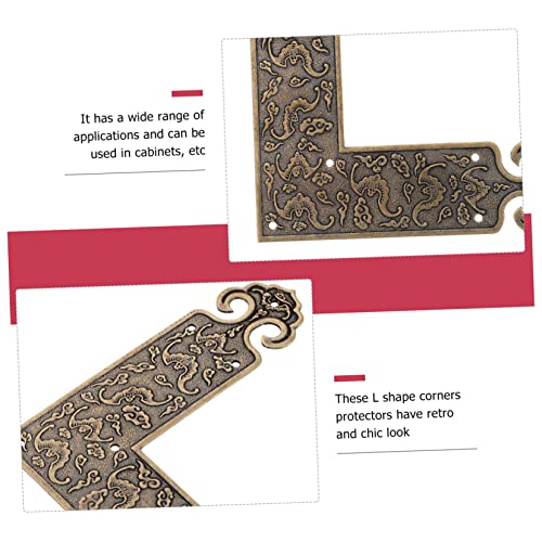 Image of Decorative Corner Protectors 2Pcs Brass Furniture Corner Guards L Shape Retro Embossed Cabinet Edge Protectors for Tables Jewelry Boxes
