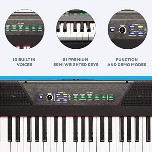 Alesis Recital 61 – 61 Key Digital Piano Keyboard with Semi Weighted Keys, 20W Speakers, 10 Voices, Split, Layer and Lesson Mode, FX and Piano Lessons Alesis Recital 61 – 61 Key Digital Piano Keyboard with Semi Weighted Keys, 20W Speakers, 10 Voices, Split, Layer and Lesson Mode, FX and Piano Lessons