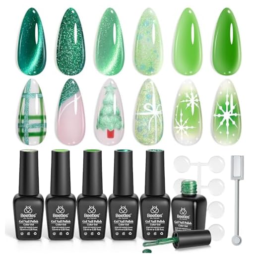 beetles Gel Polish Conjunto De Esmalte Em Verde Beetles, Geleia Olho Gato Com Pontos Magnéticos Amostra Cor, Tema Floresta Encantada 6 Glitters Para Manicure Salão, Faça Você Mesmo Casa