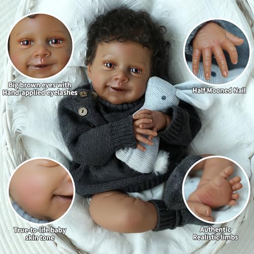 Muñeco Reborn Bebé Realista de Tela y Vinilo 18 Pulg miniatura 3