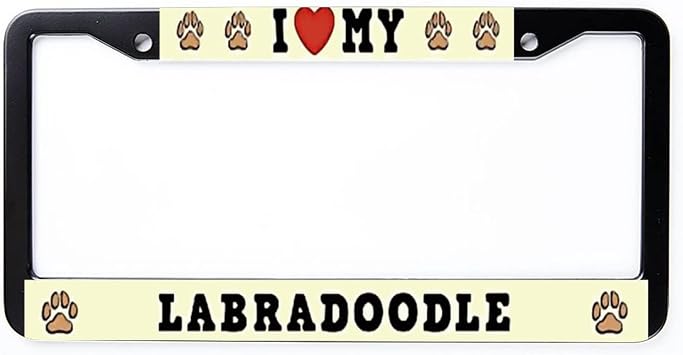 I Love My Labradoodle Metal License Plate Frame Car Auto Tag Holder - 2 Holes Licenses Plate Covers Holders Frames