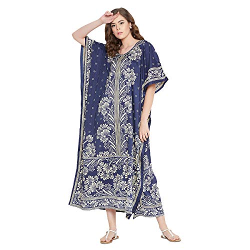 Image of Oussum Women Polyester Casual Long Plus Size Beach Caftan Cover Up Maxi Dress 1X-3X Summer Kaftan Dresses for Women