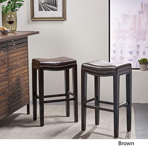Christopher Knight Home Avondale Backless Bar Stools,12"D x 18.13"W x 30"H, 2-Pcs Set, Brown - Image 5