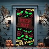Fanfanwin 3D Halloween Door Decorations Glow in the Dark Door Cover Light Eye Large Fabric Halloween Party Decorations Sign for Front Porch Party Supplies Indoor Outdoor