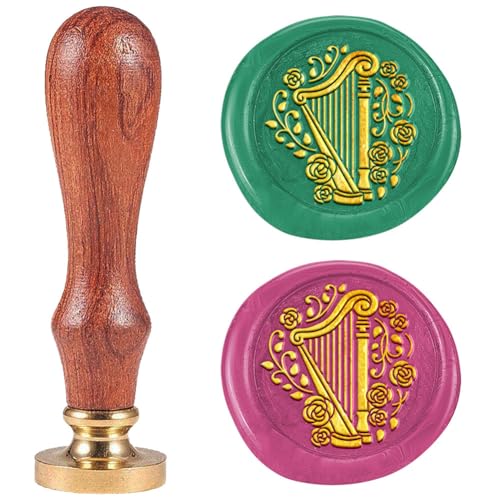 Tampon de cire cadeau pour festivals et emballages avec son motif de rose harpe rétro 25mm