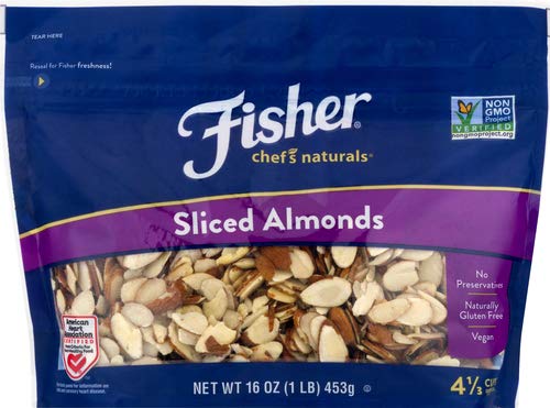 Fisher Sliced Almonds, 16 Ounces, Unsalted, No Preservatives, Naturally Gluten Free, Non-Gmo, Keto, Paleo, Vegan Friendly #TOP2