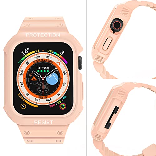 CRIS-BAND Bumper Bands Compatible with Apple Watch Band 45mm 44mm 42mm 41mm 40mm 38mm for Women Men, Water Shock-Proof Strap for iWatch Apple Watch Band with Case for Series 9 8 7 6 SE 5 4 3 2 1
