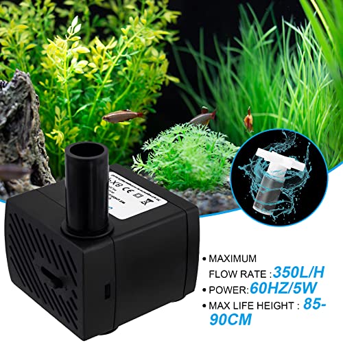 Awroutdoor Mini Submersible Water Pump, Ultra Quiet Water Feature Pump(5W,350L/H), with 3 Strong Suction Cups - Image 4