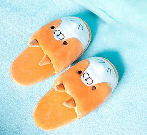 Cute Corgi Dog Non-Slip Warm Slippers,5-8 Yellow2