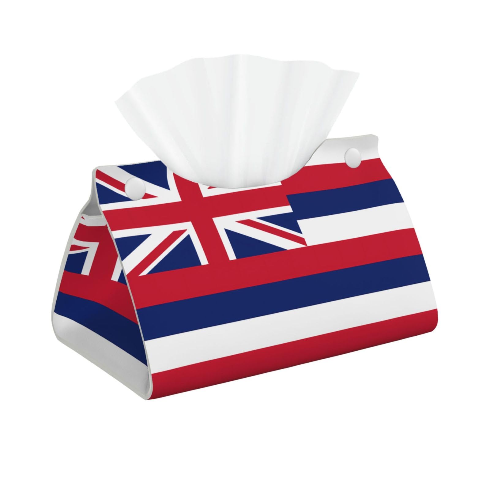 Hawaii Flag Rectangular Leather Tissue Box Cover, Folding Facial Tissue Holder Dispenser for Car