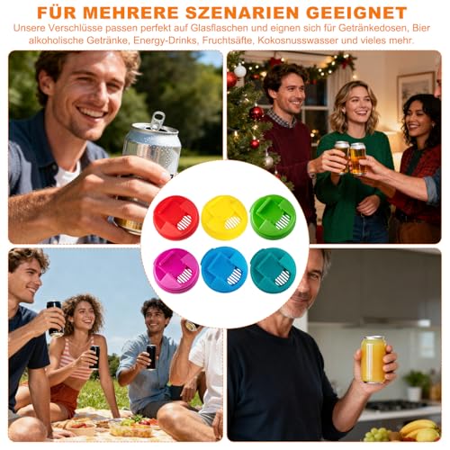 6 Stück Dosenverschluss Getränkedosen, Wiederverwendbare Kunststoffabdeckungen, Kunststoff Getränkedosen Deckel für Cola Bier Soda, Camping Picknicks und den täglichen Gebrauch