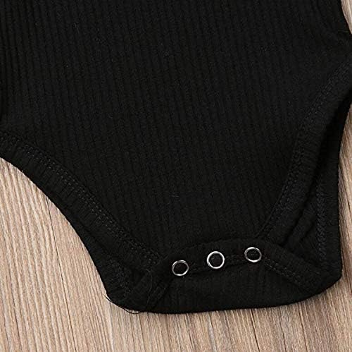 Mubineo Infant Baby Girl Basic Plain Rib Knit Ruffle Long Sleeve Romper Bodysuit Tops - Image 6