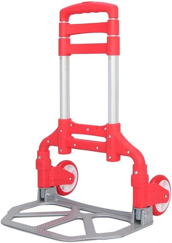 Cart Folding Dolly Push Truck Hand Collapsible Trolley Luggage Aluminium 170 lbs - Red