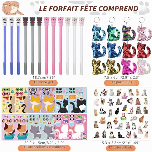 Faveurs de fête chat pour remplir facilement 12 sacs d'invités