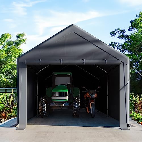 Generic CARPORT 10X20 Ft Heavy Duty Canopy Steel Canopy Storage Shed,Portable Garage Party Tent,Portable Garage With Removable Sidewalls & Doors All-Season Tarp For Carport  thumb #4