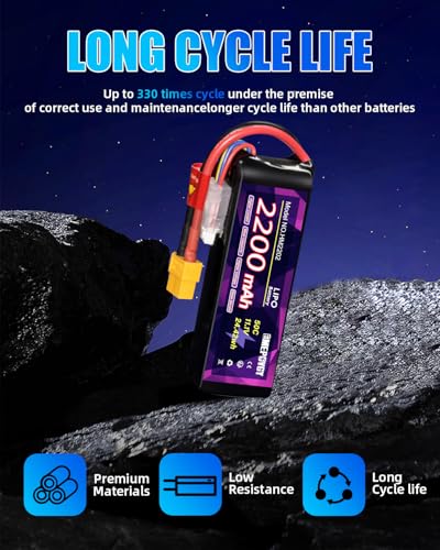 Batería Lipo 11.1V 3S de alta descarga 50C con conector XT60 para vuelo estable de drones 4