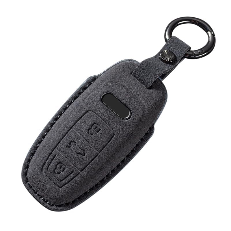 HIBEYO Funda para llave de coche compatible con Audi A6 A7 A8 RS6 E-Tron S6 RS6 RS7 S7 Q7 SQ7 Q8 SQ8 SQ8 A6L A8L ante funda protectora para llave portátil carcasa de llave mando a distancia llavero A