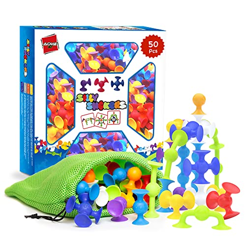 Silly Suckers 50 pcs, Suction Cup Building Toy, Pop Toys, Toy Building Sets, Sorting & Stacking Toys, Preschool Learning Toys, Toddler Toys, Preschool Building Sets, Bath Toys, Sensory Toys â¤ï¸