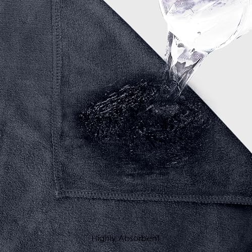 Image of HOUSSE Premium Hand Towel | Microfiber | Super Soft & Quick Dry | Home, Gym, Yoga, Fitness & Weight Lifting | Ultra Absorbent | 550GSM, 60x40cm [2-Pack] (Black)