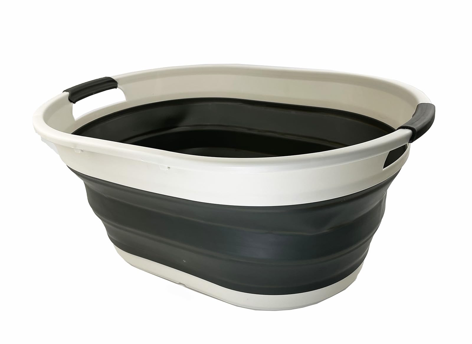 SAMMART Cesto portabiancheria pieghevole in plastica (grigio/nero lavato)
