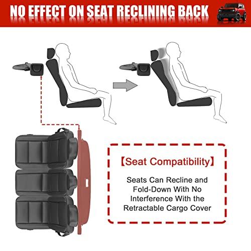 Mabett Trunk Cargo Cover For Ford Bronco Accessories 2021 2022 2023 4-Door Retractable Rear Trunk Cargo Shade Cover Security Shield Shade(Not Fit For Bronco Sport Or Bronco 2-Door) #TOP4