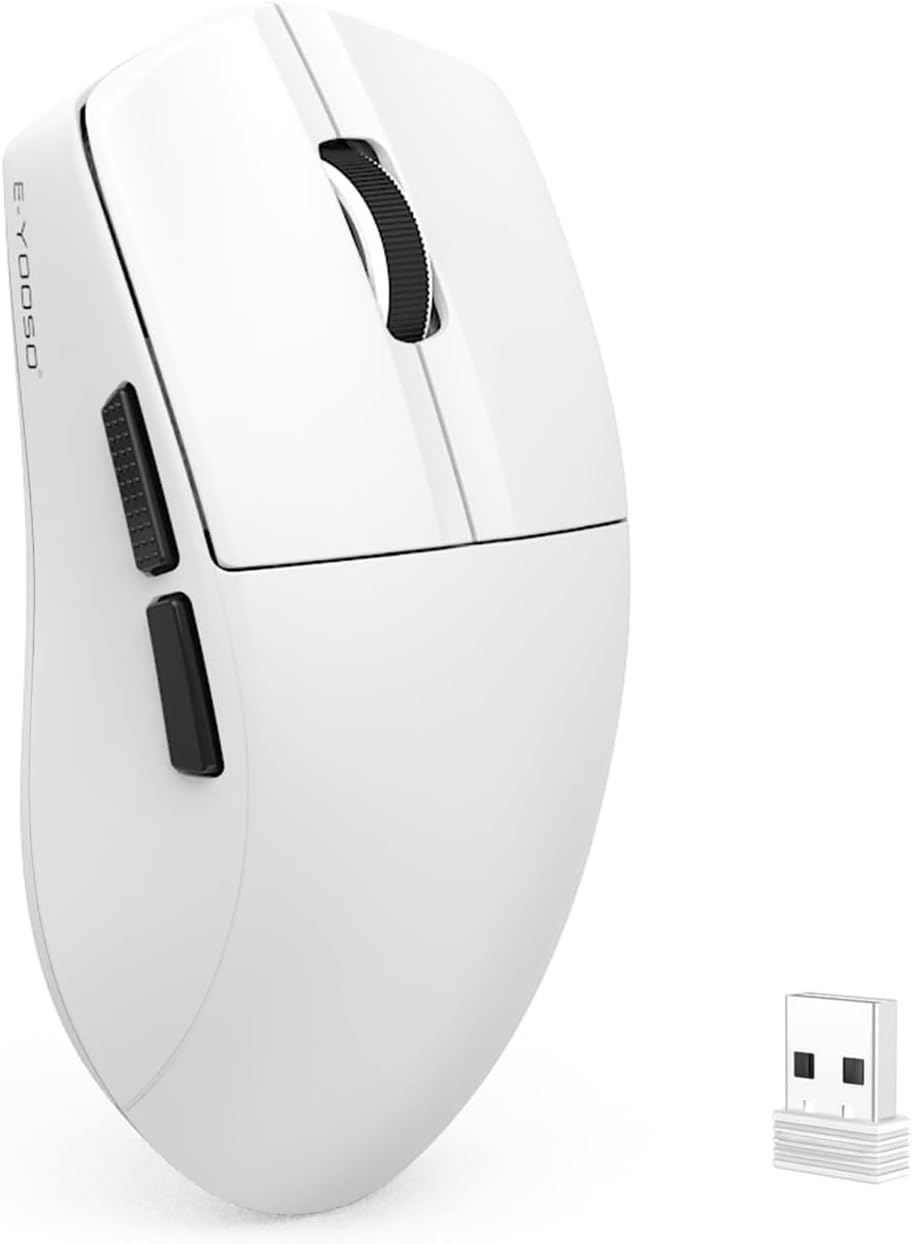 E-YOOSO Lightweight Gaming Mouse, Wireless Esports Mouse, 49G, 1K Polling, 26K DPI, PAW3395 Sensor, 5 Programmable Buttons, Tri-Modes Wired/2.4GHz/Bluetooth Gamer Mouse for Laptop, PC, Mac (Black)