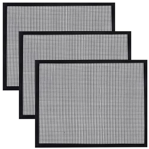 Tapis anti-adhésifs en maille de barbecue 40x33cm résistants à la chaleur avec bords noirs