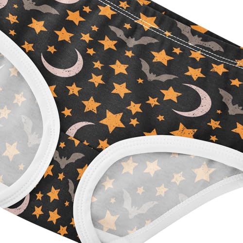 Little Girls' Soft Cotton Underwear Kids Breathable Comfort Bats Stars Moon Panties Briefs Toddler4
