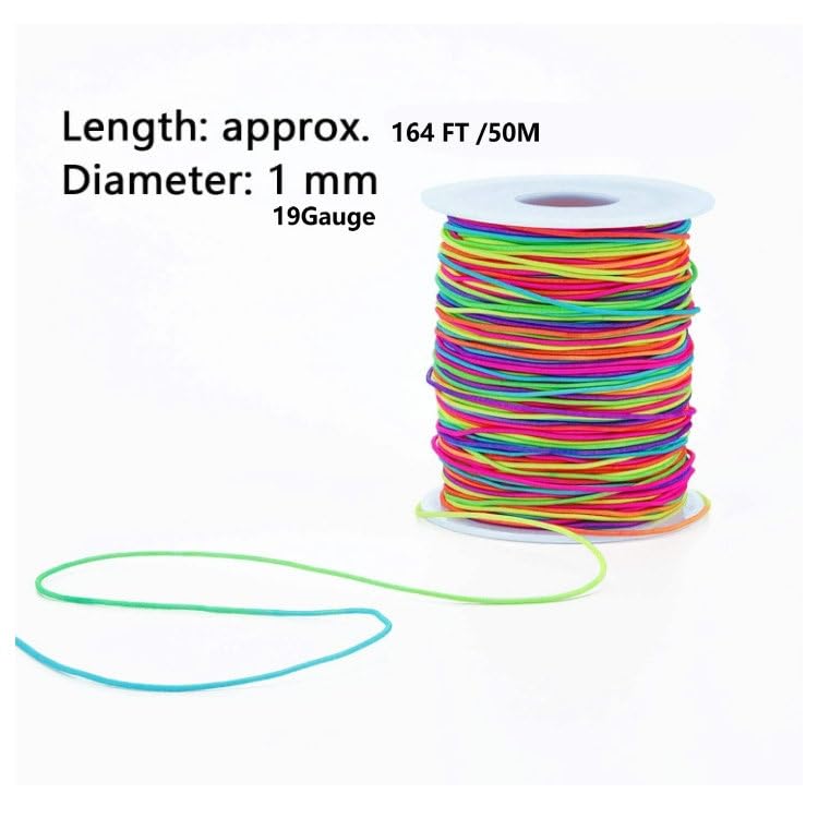 Beading Wire Stretchy Bracelet String, Sturdy Rainbow Elastic String Elastic Cord 19 Gauge (1mm